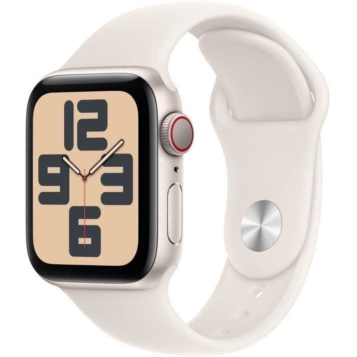 Apple Watch SE GPS + Cellular - 40mm - Aluminium Starlight - Bracelet Sport Starlight M/L (2024) - Reconditionné - Très bon état