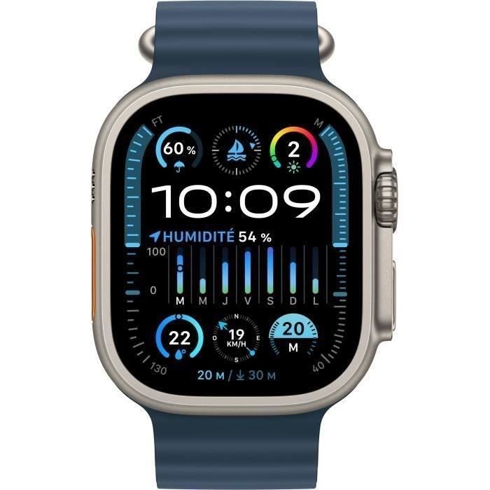 Apple Watch Ultra 2 GPS + Cellular- 49mm - Boîtier Titanium - Bracelet Blue Ocean Band - Reconditionné - Très bon état - Apple
