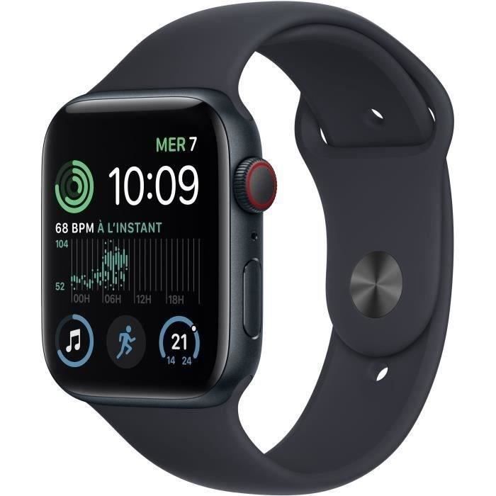 Apple Watch SE GPS (2e génération) + Cellular - 44mm - Boîtier Midnight Aluminium - Bracelet (2022) - Reconditionné - Très bon - Apple