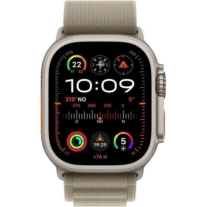 Apple Watch Ultra 2 GPS + Cellular- 49mm - Boîtier Titanium - Bracelet Olive Alpine Loop - Medium - Reconditionné - Très bon état
