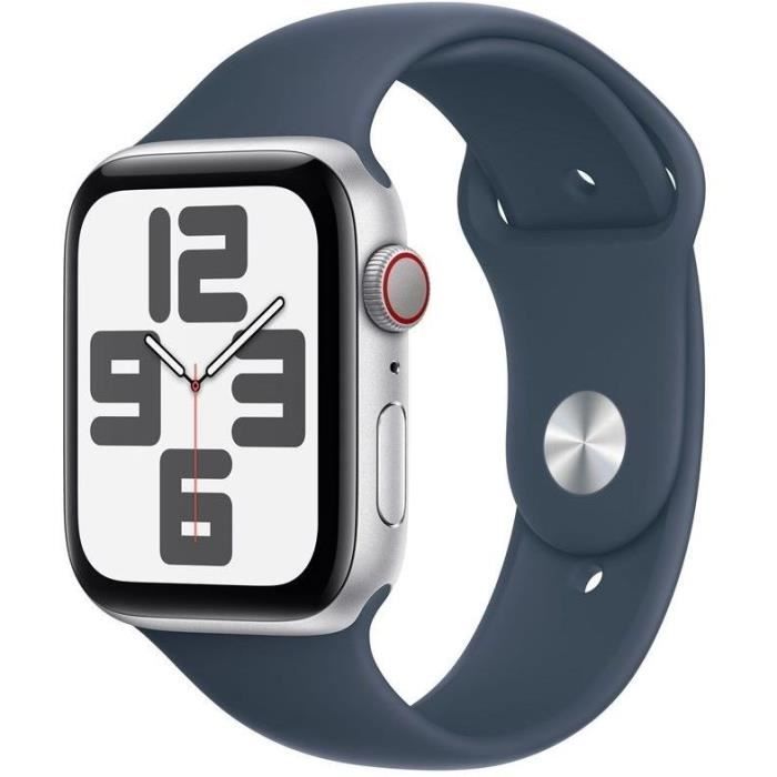 Apple Watch SE GPS + Cellular - 44mm - Boîtier Silver Aluminium - Bracelet Storm Blue Sport B (2023) - Reconditionné - Très bon Reconditionné - Apple reconditionné disponible sur Cdiscount Seconde Vie