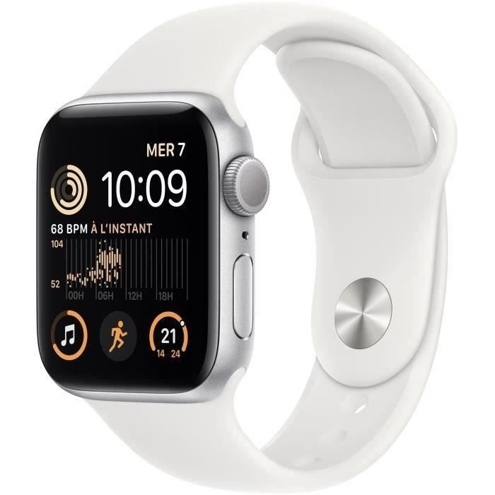 Apple Watch SE GPS (2e génération) - 40mm - Boîtier Silver Aluminium - Bracelet White Sport B (2022) - Reconditionné - Très bon