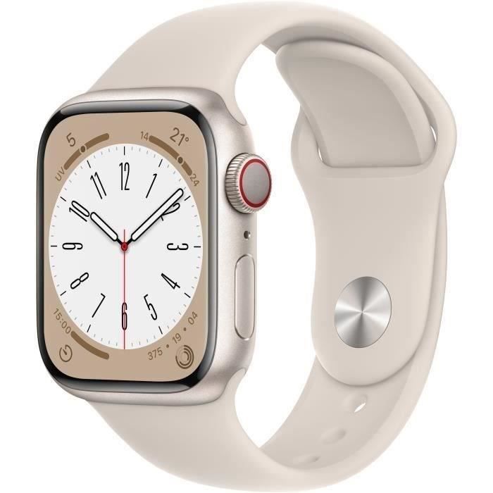 Apple Watch Series 8 GPS + Cellular - 41mm - Boîtier Starlight Aluminium - Bracelet Starlight (2022) - Reconditionné - Très bon