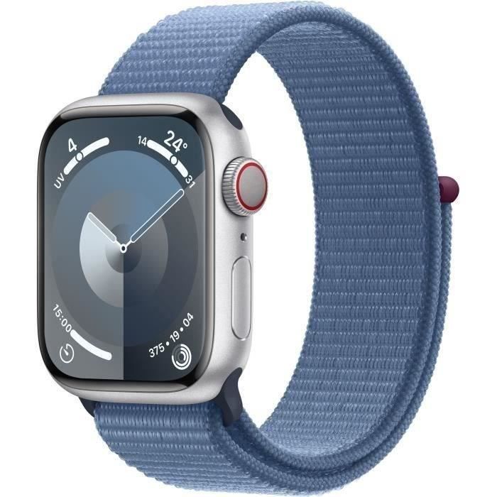 Apple Watch Series 9 GPS - 45mm - Boîtier Silver Aluminium - Bracelet Winter Blue Sport Loop (2023) - Reconditionné - Très bon état - Apple
