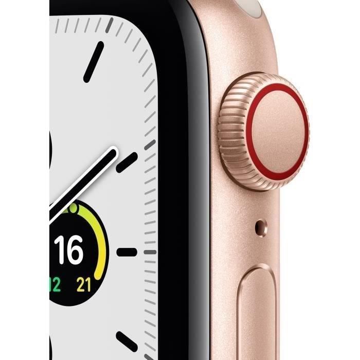 Apple Watch SE GPS + Cellular 2021 40mm Boitier Gold Aluminium Bracelet Starlight Sport - vue 2