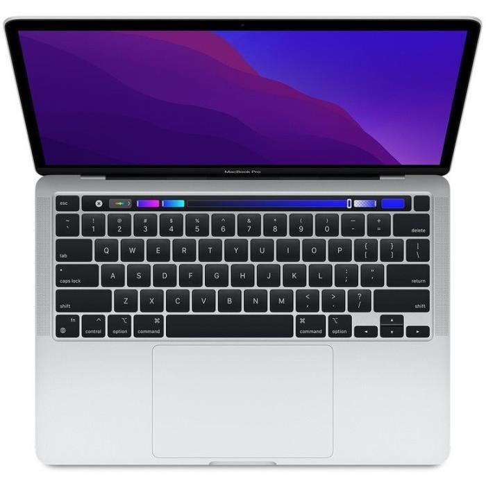 MacBook Pro Touch Bar 13Apple M1 32 Ghz 8 Go 512 Go SSD Argent (2020) – Batterie Neuve – Reconditionné – Très bon état