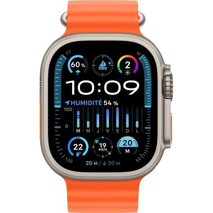 Apple Watch Ultra 2 GPS + Cellular- 49mm - Boîtier Titanium - Bracelet Orange Ocean Band - Reconditionné - Très bon état