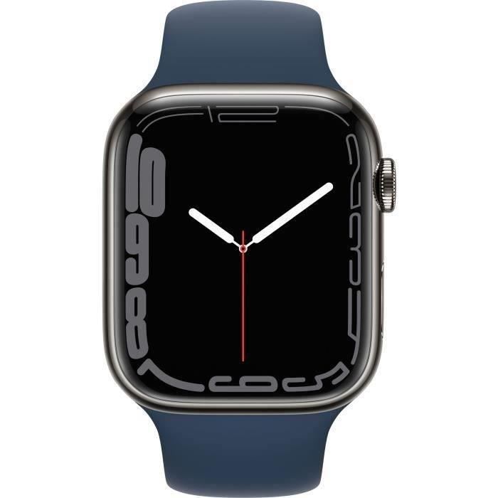 Apple Watch Series 7 GPS + Cellular - 45mm - Boîtier Graphite Stainless Steel - Bracelet Abyss Blue - Reconditionné - Très bon état - Apple