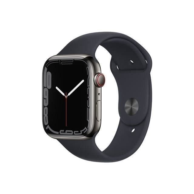 Apple Watch Series 7 GPS + Cellulaire 45mm Boîtier acier inoxidable Bracelet sport - vue 2