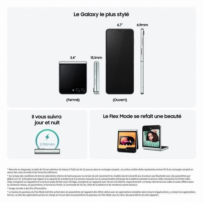 SAMSUNG Galaxy Z Flip5 256Go Vert deau - Reconditionné - Très bon état