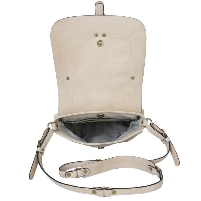 KESSLORD MART Sac Bandouliere En Cuir De Chevre Naturel Beige Femme Beige Cdiscount Bagagerie Maroquinerie