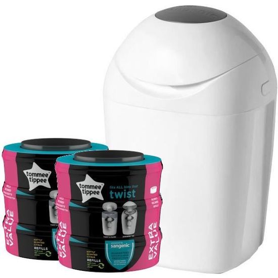 Tommee Tippee - Starter Pack - Bac TEC avec 1 recharge TEC + 6 Recharges compatibles Twist & Click