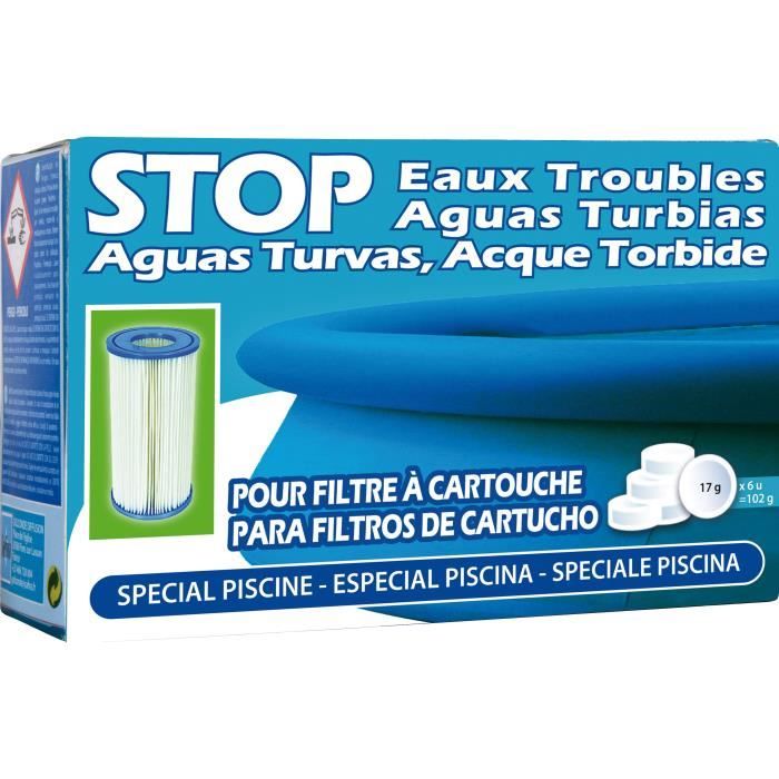 GRE - Pastilles Stop eaux troubles - 102 g - Pour les piscines avec filtre à cartouche