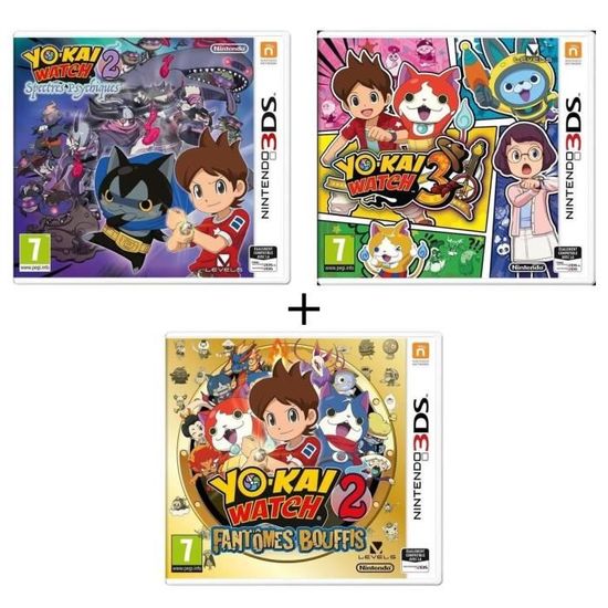 Yo-Kai Watch 2 Fantômes +  Yo kai Watch 3 3DS + Yo-Kai Watch 2 Spectres Psy - Jeux 3DS
