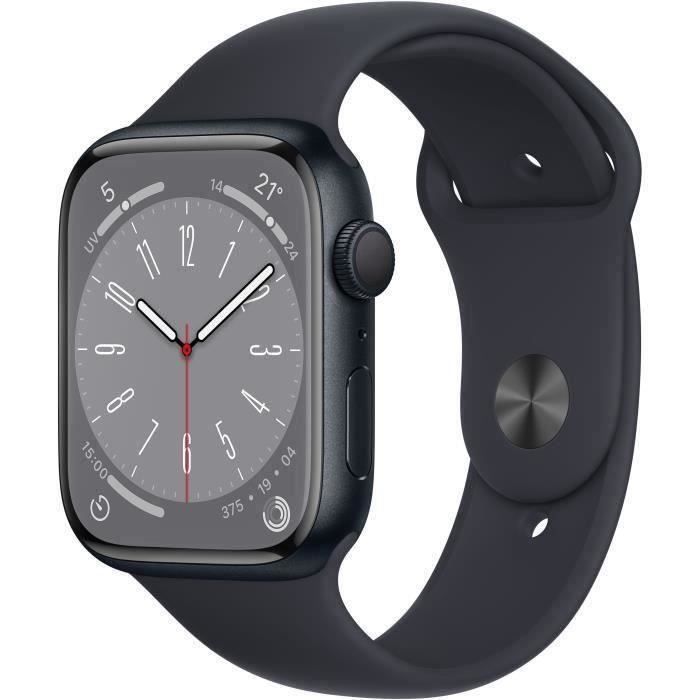 Apple Watch Series 8 GPS - 45mm - Boîtier Midnight Aluminium - Bracelet Midnight Sport Band - Regula