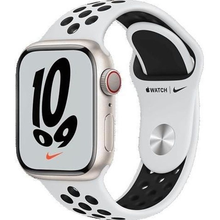 Apple Watch Nike Series 7 GPS 45 - Aluminium Starlight - Sport band Nike platinum/black - Reconditionné - Etat correct - Apple