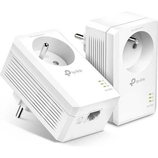 Mercusys MP500P - Kit CPL 1000 Mbps (2 Adaptateurs) - 1 Port Gigabit + Prise Intégrée - Pour Maison, Multi-TV, Gaming