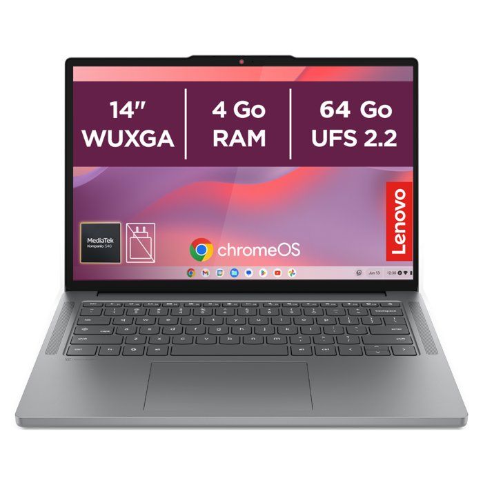 PC Portable Chromebook LENOVO 14M8911 Chrome OS 14 WUXGA MTK 540 RAM 8 Go Stockage AZERTY