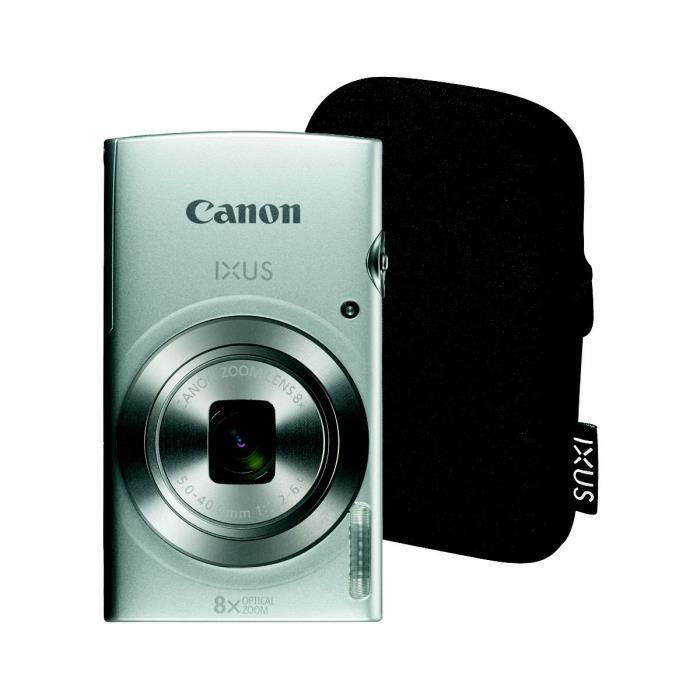 Appareil photo compact Canon Pack Fnac Ixus 165 Argent + Etui + Carte mémoire SD 8 Go