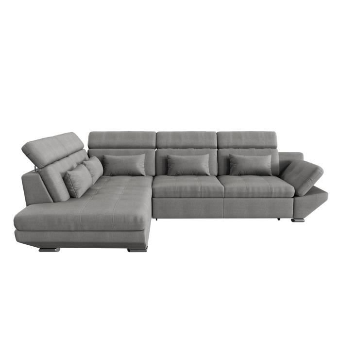 Galaxy Canapé Dangle Gauche Convertible 5 Places Coffre De Rangement Tissu Gris Contemporain L 306 X P 228 Cm