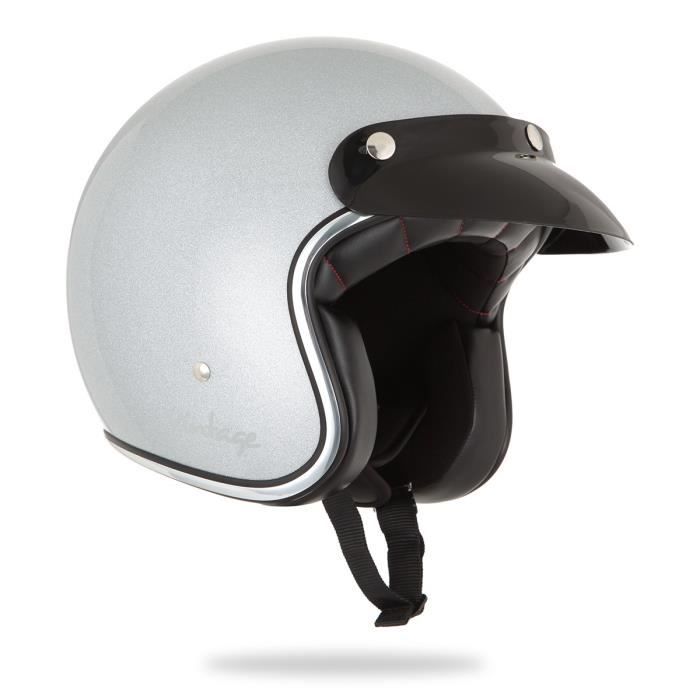 AMX Casque Jet Vintage Gris Pailleté - Cdiscount Auto