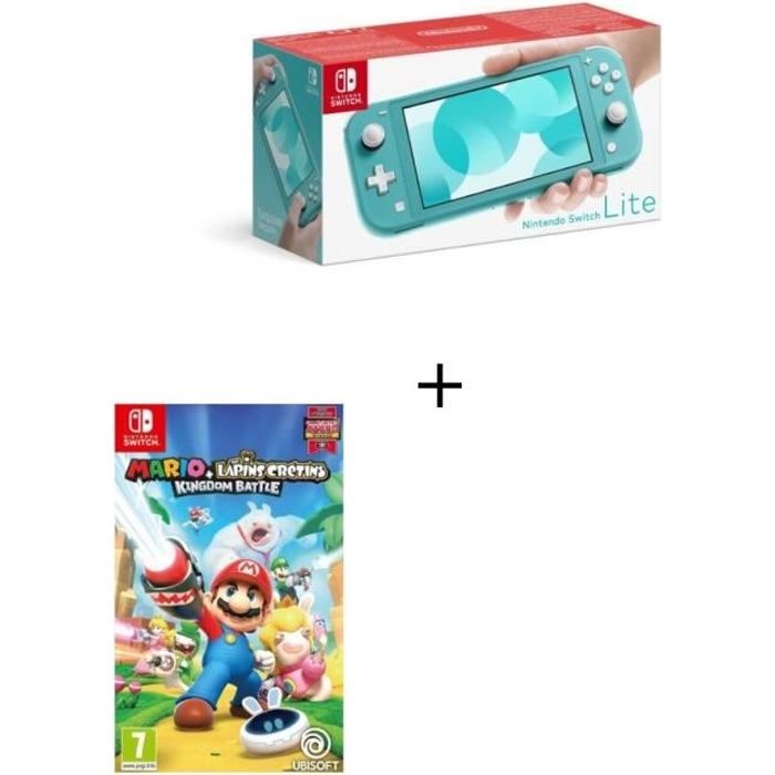 Pack Nintendo Switch Lite Turquoise + Mario + The Lapins Crétins Kingdom Battle Jeu Switch Pack Nintendo Switch Lite Turquoise + Mario + The Lapins Crétins Kingdom Battle Jeu Switch