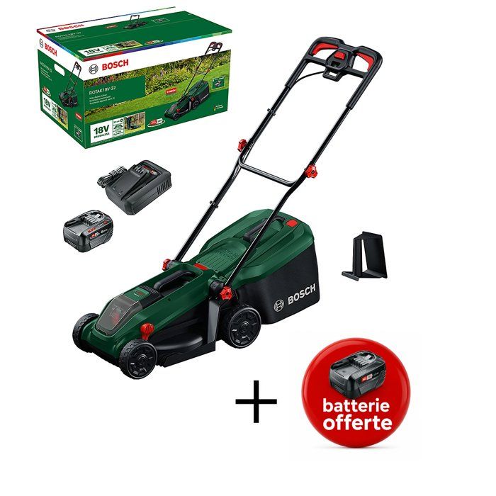 Tondeuse À Gazon Électrique Sans Fil Bosch Rotak 18V-32 – 32 cm, Batterie 4Ah Incluse - vue 3
