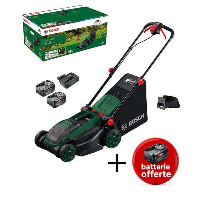 Tondeuse À Gazon Électrique Sans Fil Bosch Rotak 18V2-38 – 38 cm, 2 Batteries 4Ah Incluse - vue 4