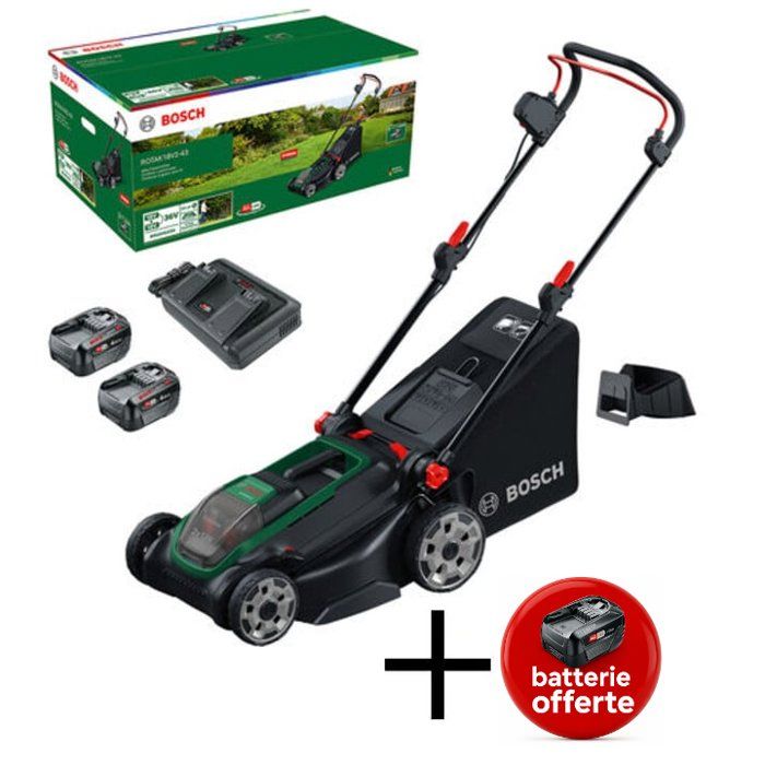 Tondeue sans fil BOSCH Rotak 18V2 43 Lame 43cm 2 batteries 18V + chargeur - vue 9