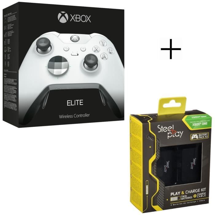 Xbox One sans fil Elite blanche + Kit Play and Charge Steelplay