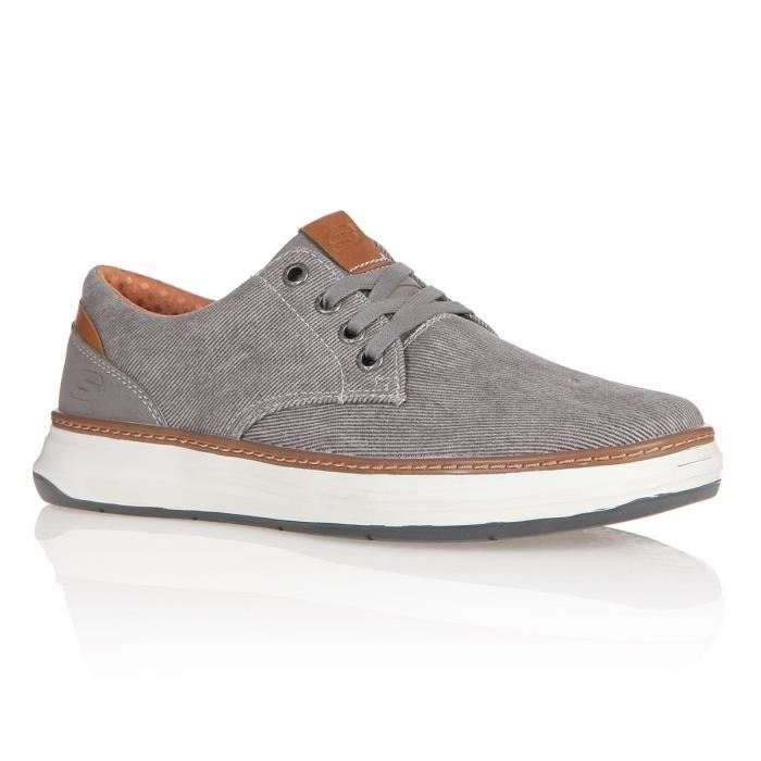 SKECHERS Baskets Moreno - Homme - Taupe - Tige en tissu - Fermeture à lacets