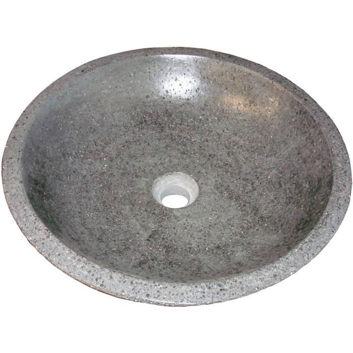 Vasque bol à poser PETRA - Gris - 44cm - Terrazzo - Sans trop plein - ONDEE