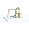 Aire de jeux en bois 2,20 m ULTRA XPERIENCE - TRIGANO JARDIN - Mur d'escalade toboggan et balançoires - 8 enfants-1
