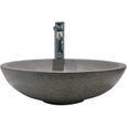 Vasque bol à poser PETRA - Gris - 44cm - Terrazzo - Sans trop plein - ONDEE-2
