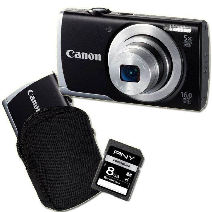 CANON A2500 Compact Noir + Etui + Carte SD 8 Go