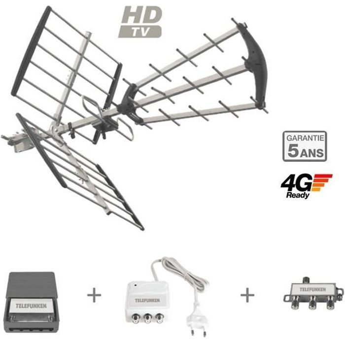 TELEFUNKEN T-TNT4TV-B Antenne extérieure pack réception Sat 4 TV B