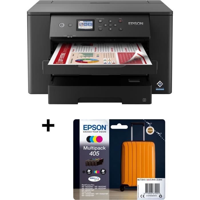 Pack EPSON : Imprimante Monofonction - Jet d'encre - A3 - Couleur - Wi-Fi - WF-7310DTW + Multipack 4 couleurs 405 DURABrite