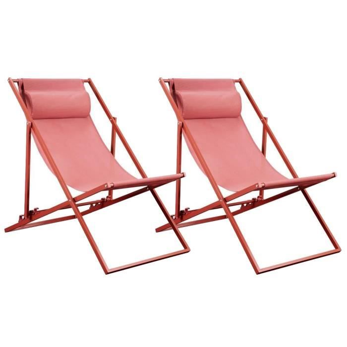 Chilienne PAROS Structure en acier 63 x P 104 x H 85 cm Terracotta - vue 2