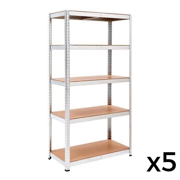 Manupro Lot De 5 Etageres De Rangement Charge Lourde 1250 Kg