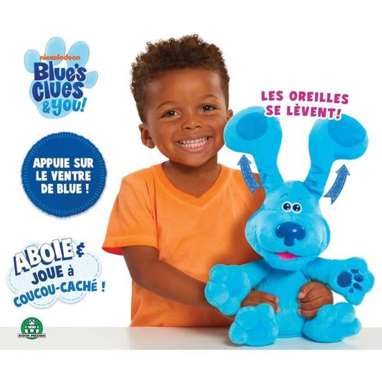 Blue et ses amis, Peluche Blue 30 cm, Joue à CoucouCaché, avec fonctions sonores, Jouet pour