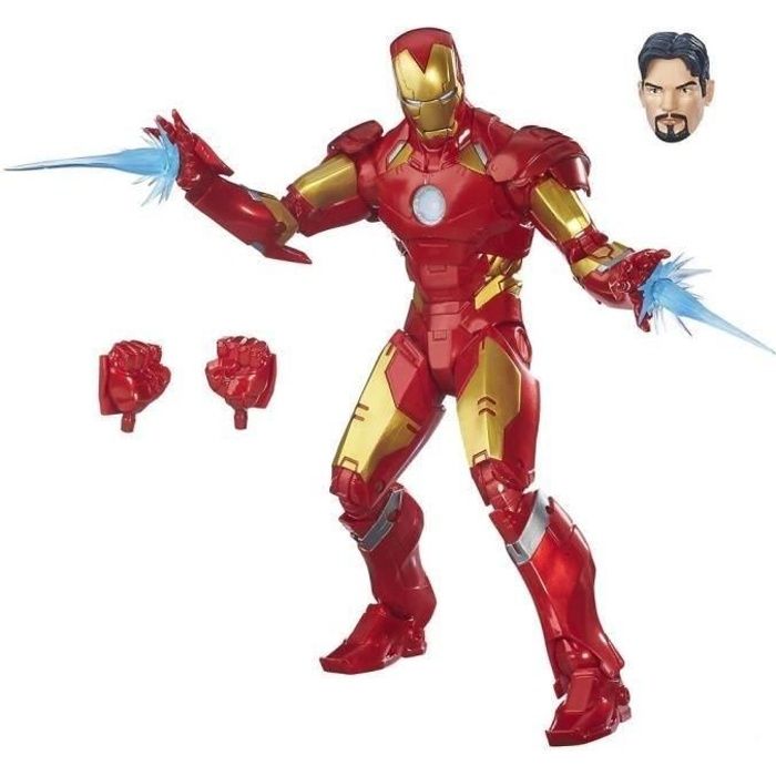 figurine premium marvel legends 30cm - iron man - avengers - rouge - 30 points d'articulation