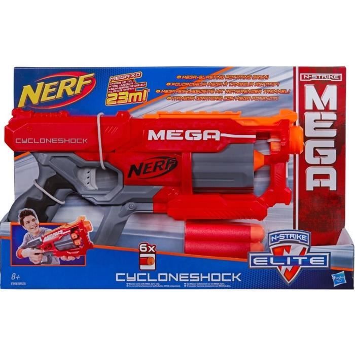 NERF MEGA - Cyclone - Pistolet à barillet de 6 Méga fléchettes pour tirer à  plus de 23 mètres - Cdiscount Jeux - Jouets