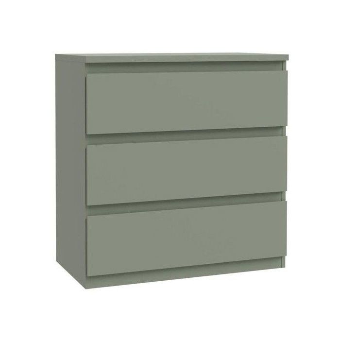 Commode EDMORE 3 Tiroirs - Décor vert sauge - L772 x P42 x H798 cm