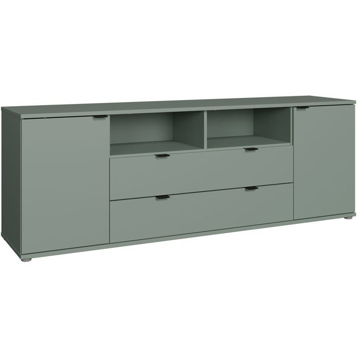 Meuble TV - GANYMEDE - Sauge - 2 portes 2 tiroirs 2 niches - 1798 x 413 x 631 cm
