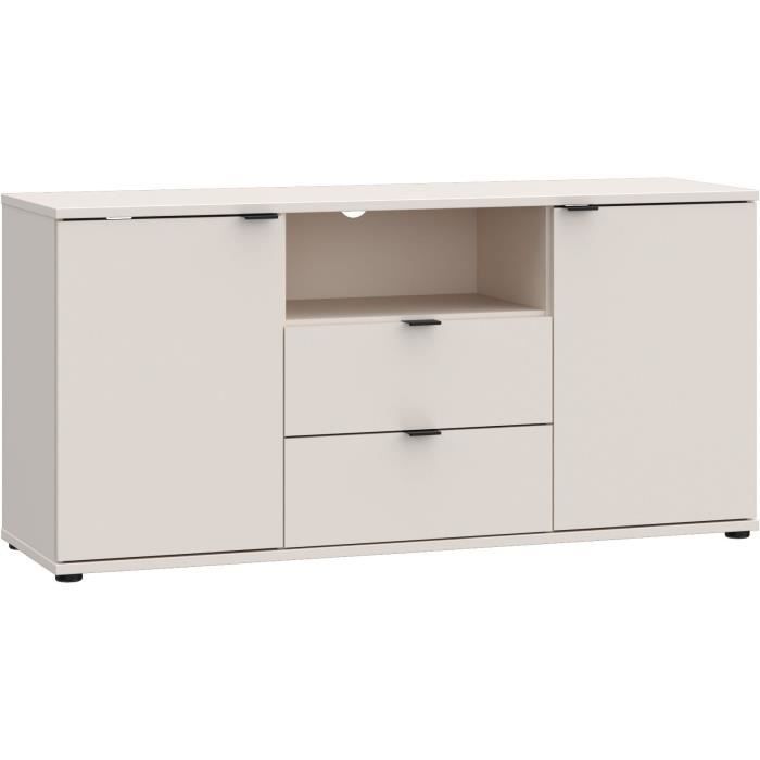 GENERIQUE Meuble TV GANYMEDE sable 130x42x63 cm 2 portes 2 tiroirs niche