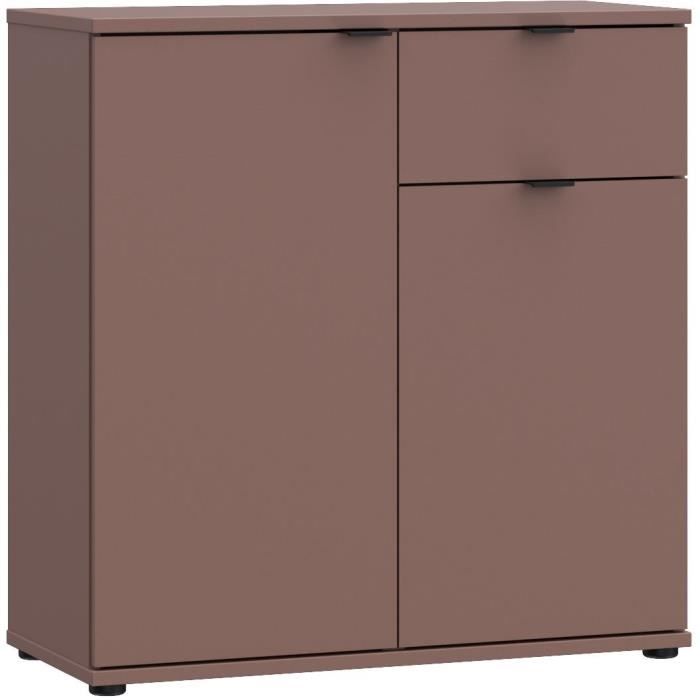 Meuble de rangement - GANYMEDE - 2 portes - 1 tiroir - Terracotta - 801 x 341 x 823 cm