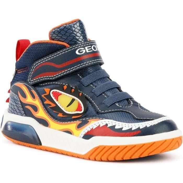 Sneakers - GEOX - J Inek - Garçon - Bleu Royal/Orange - Scratch