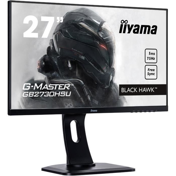 Vente Ecran PC Ecran PC Gamer - IIYAMA G-Master Black Hawk GB2730HSU-B1 - 27" FHD - Dalle TN - 1ms - VGA/DisplayPort/HDMI - AMD FreeSync pas cher