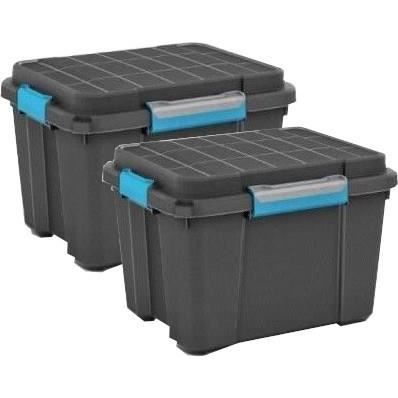 KIS Pack de 2 boîtes de rangement Scuba Box M - 45 L - Noir