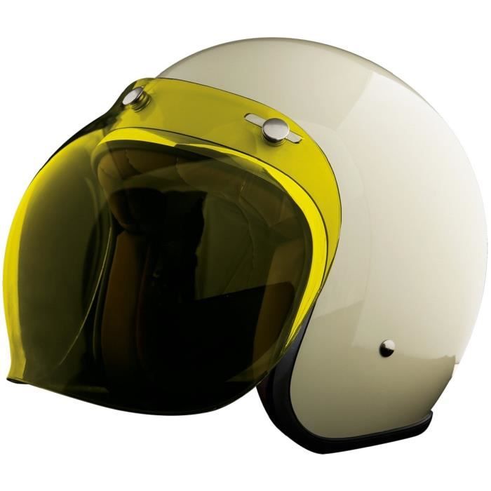 Jackallo Casque de Moto /à Visage Ouvert Casque R/étro Universel /à 3 Boutons-Pression Visi/ère Coupe-Vent Bouclier Solaire Demi-Visage Casques de Moto Visi/ère